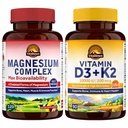 Vitalitown Magnesium Complex & Vitamin D3 K2 Bundle (Pack of 2) | per Bone Heart Immune & Muscle | Magnesium Glycinate, 10000IU D3, MK-7 | 120 Mag Caps & 90 D3 Softgel