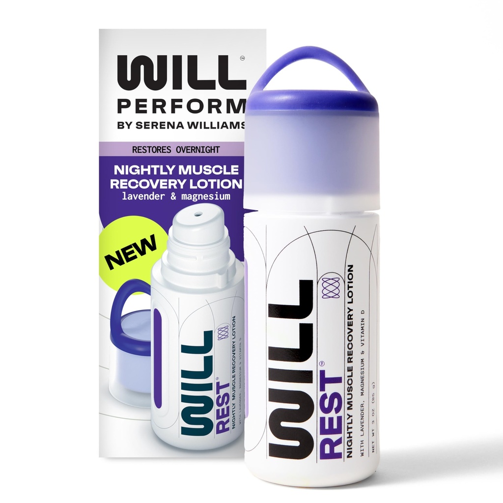 Olio di lavanda Lozione di magnesio per il sonno di Serena Williams I Nightly Topical Crema di Magnesio per il relax I Vitamin D & Geranium Lavender Lozione per il sonno migliore & sollievo I 3 FL Oz