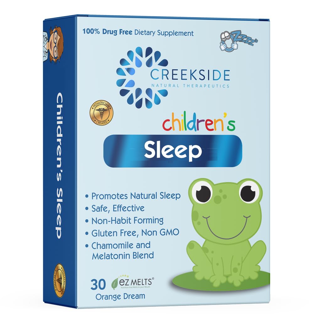 Creekside Naturals Dormire dei bambini, con Melatonin e Camomilla, Zucchero Zero, Vegan, Pediatriciano Formulato, Arancione Dream Flavor, 30 EZ Melt Tablet