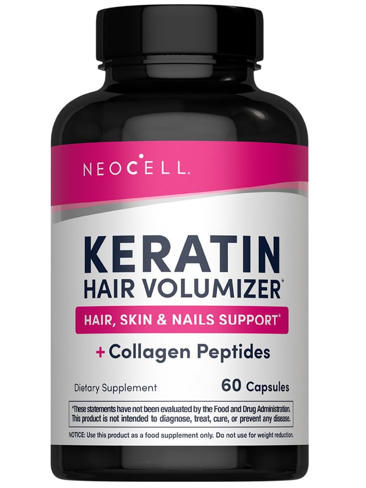 NeoCell Keratin Volumizer per capelli con collagene, estratto di Amla e vitamina C, supplemento per capelli e pelle, capsula, 60 conte, 1 bottiglia