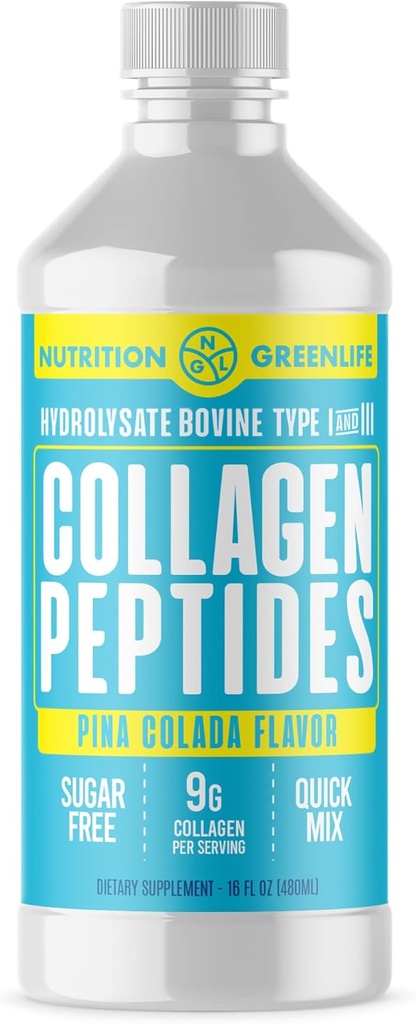 Peptidi di collagene liquido idrolizzato concentrato 9000mg capelli, pelle, supplemento di salute delle unghie zucchero gratis