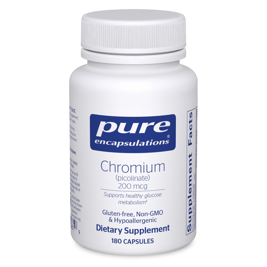 Pure Encapsulations Chromium (Picolinate) 200 mcg | Supplemento anallergico per il supporto sano del metabolismo lipidico e carboidrato* | 180 capsule