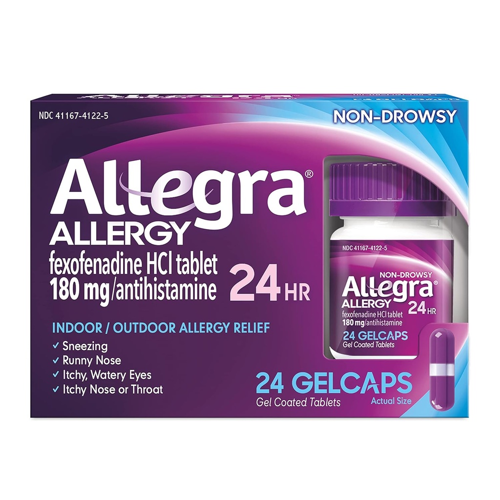 Allegra 24hr Gelcaps dimensione 24ct Allegra 24hr Gelcaps 24ct