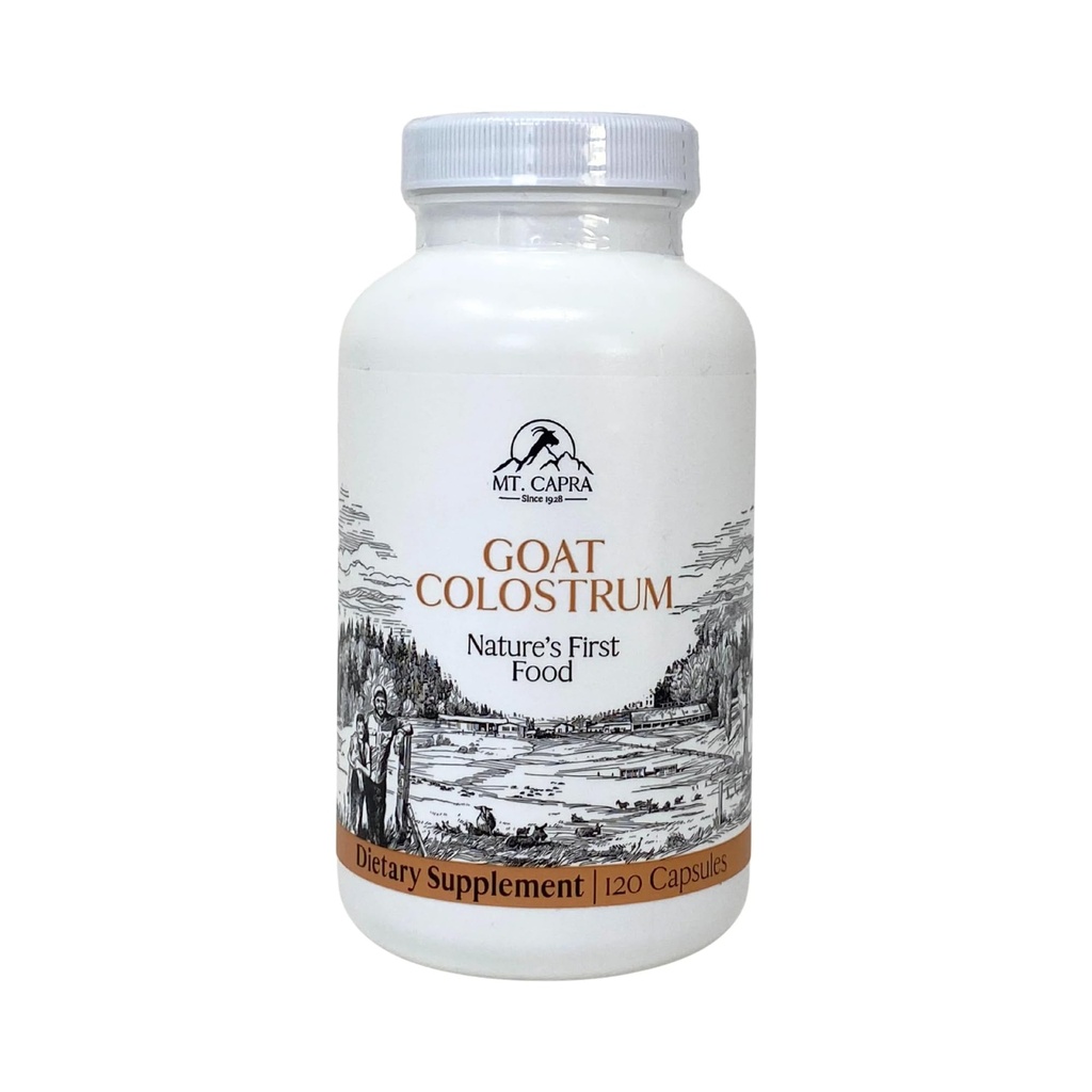 Mt. Capra Goat Milk Colostrum | for Healthy Immune System, Gut, and Athletic Performance | Grass-Fed, High in Immunoglobulins | 30 Servings - 120 Capsule