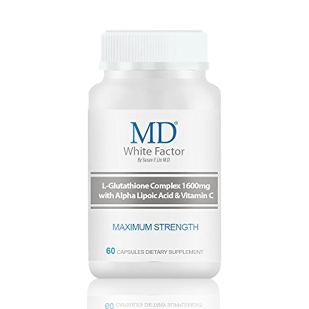 MD White Factor - Glutathione Supplement con antiossidanti efficaci, vitamina C & acido lipoico | (60 capsule)