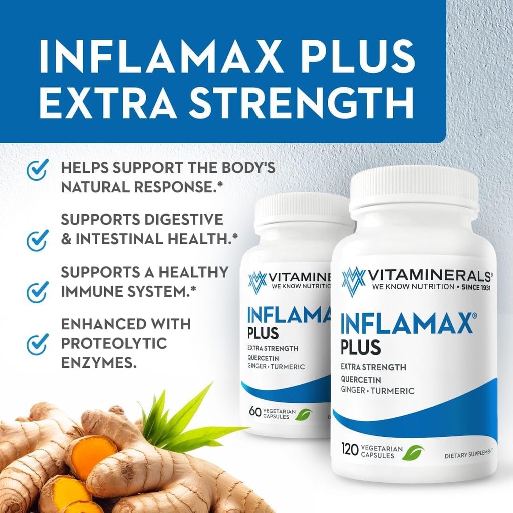 Vitaminerals® 121+ Inflamax® Plus | Quercetin | Enzymes Proteolytic | Ginger | Cappucci di verdure