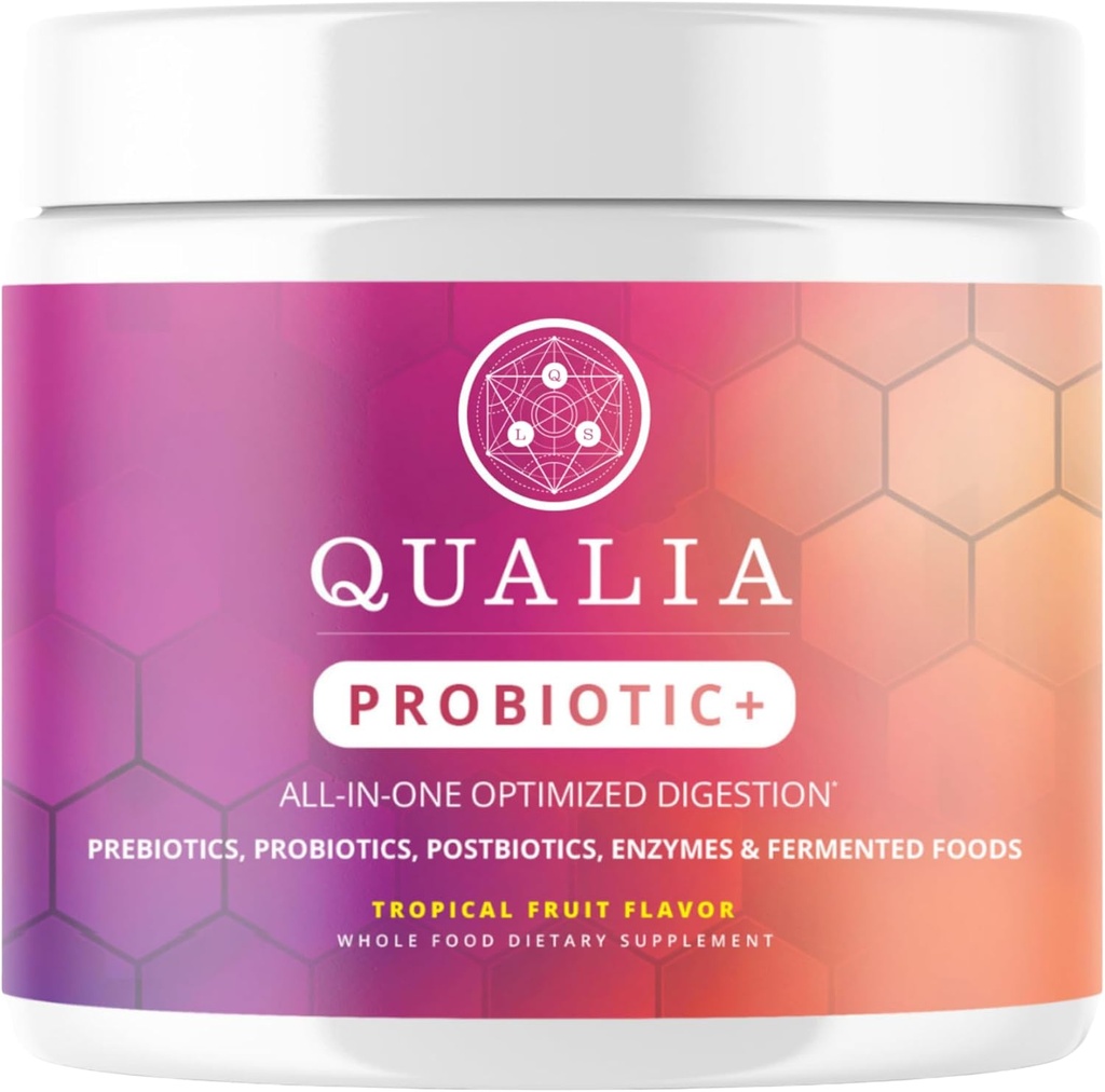 Qualia Probiotici - 28 Probiotici, Prebiotici, e Postbiotici. Totale Gut Support. Soothes Digestivo disagio. Originariamente. Promuove la crescita di Akkermansia. 1 mese di fornitura
