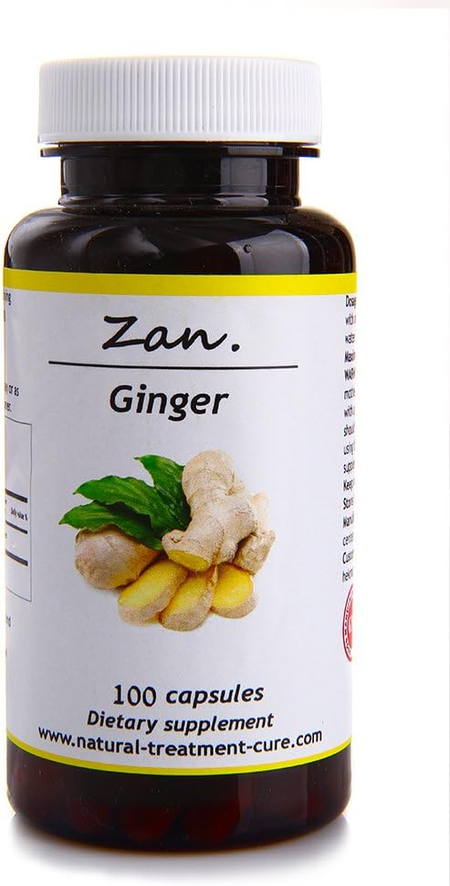 Hekma Center Pure Ginger Root - Zingiber Officinalis - 100 Capsule Riduce Nausea - Vegan