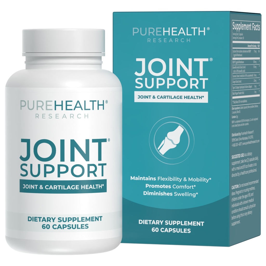 PUREHEALTH RESEARCH Joint Support NEM Eggshell Membrane con Boswellia Extract, Calcium & Turmeric, 60 capsule
