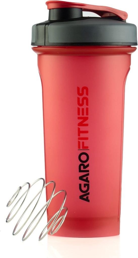AGARO Magnum Shaker Bottiglia, 750 Ml, Steel Shaker Ball, Sipper Bottiglia Ideale per Proteine, BPA Free, Leakproof, Rosso