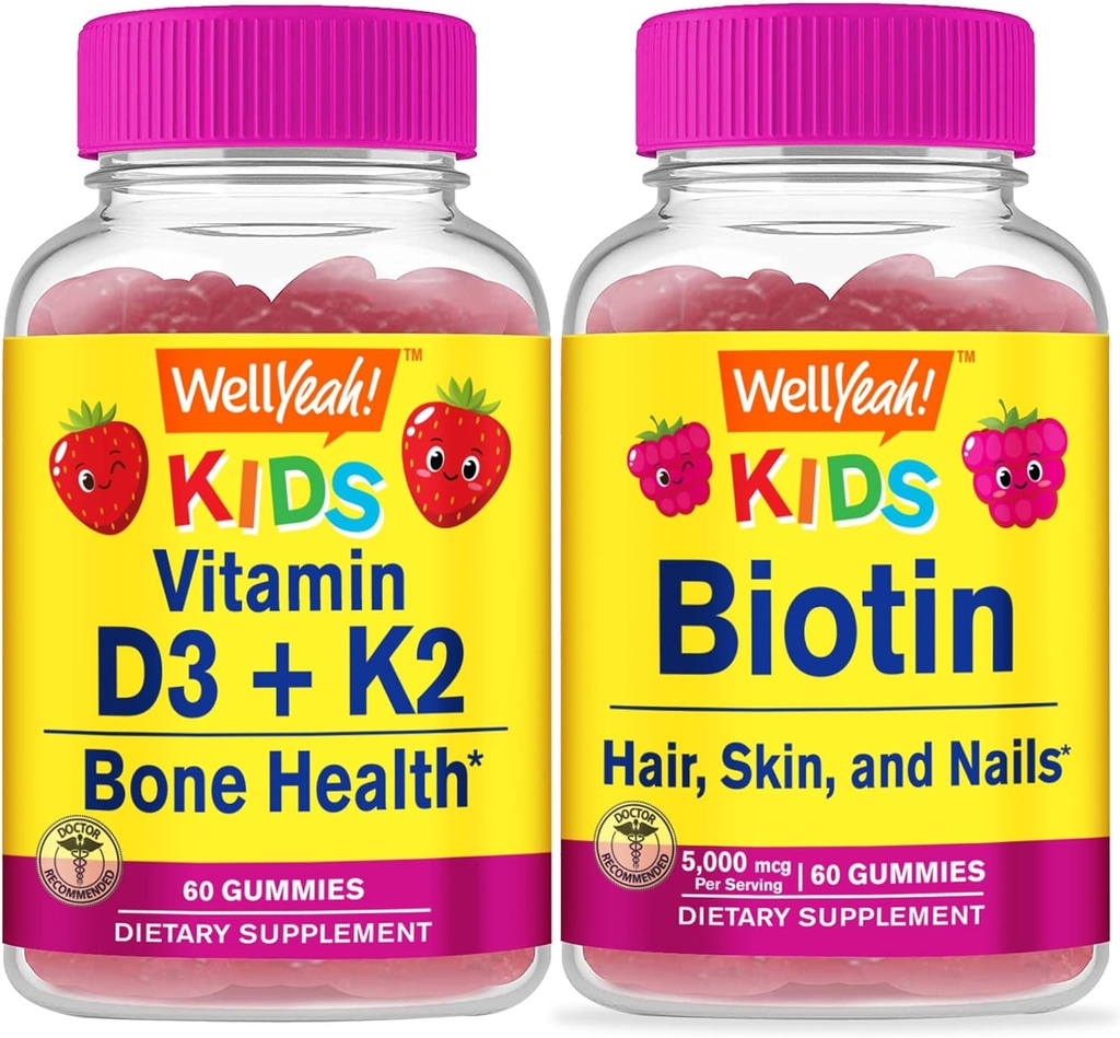 BeneSì Vitamina D3+K2 Bambini + Biotin Bambini, Gummies Bundle - Grande Assaggio, Integratore di vitamina, Senza glutine, OGM Libero, Gomma masticabile