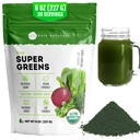 Polvere di Super Greens Organic di Kate Naturals. Daily Greens Superfood Blend with Probiotics & Fiber for Smoothies and Juice (30 Serve, 8oz, Naturale)