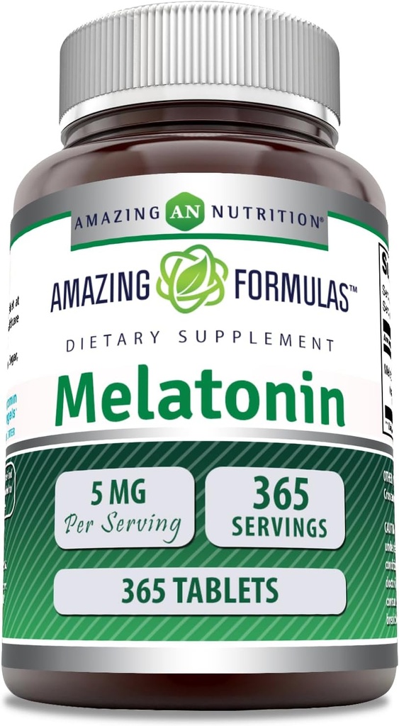 Incredibile Formulas Melatonin 5 Mg Tablets Supplemento | Non OGM | Gluten Free | Made in USA (365)