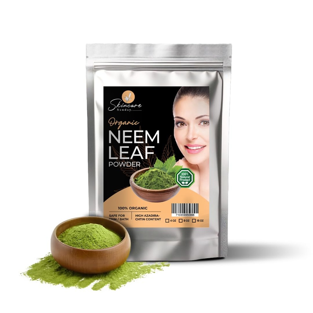 Polvere di foglie di neem organico per pelle, capelli e vasca - Pure & Natural | Migliora Glow – 1 Pound