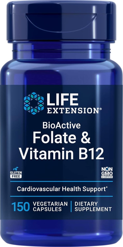 BioActive Folate & Vitamina B12, 150 Capsule Vegetariani - Non OGM, Gluten Free Supplement