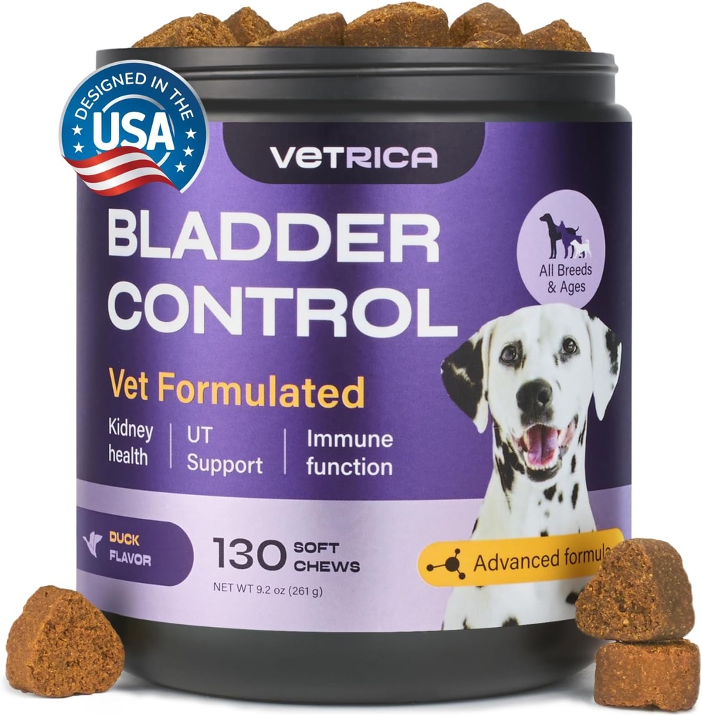 Supporto per cani UTI - Controllo della vescica Chews per mirtilli - Supplemento per mirtilli per vie urinarie, salute della vescica e del rene - Trattamenti morbidi per l'incontinenza del cane - Timone sano