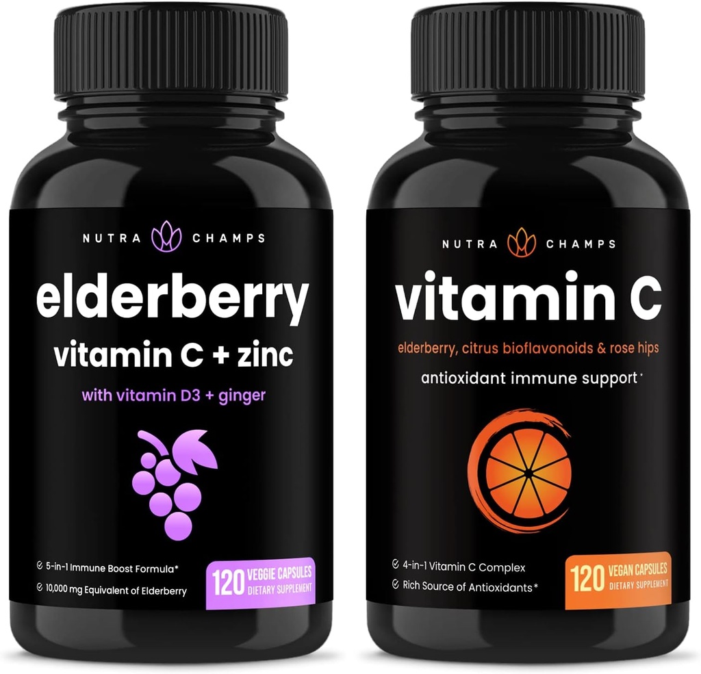 NutraChamps Elderberry e vitamina C capsule Bundle