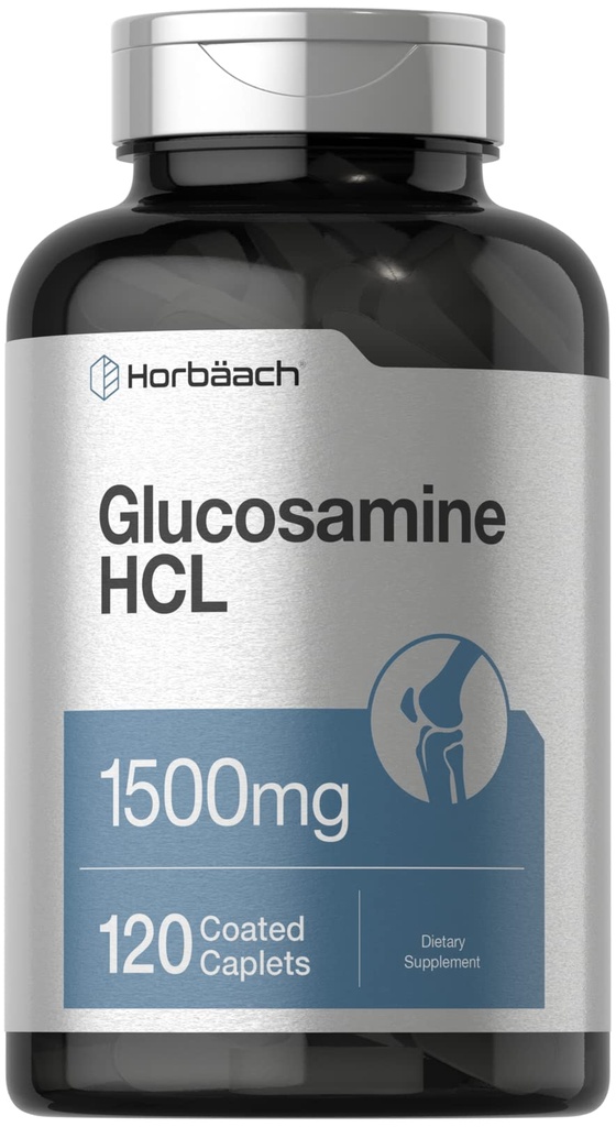Horbäach Glucosamine HCL | 1500mg | 120 Caplets | Non OGM e Gluten Supplemento gratuito