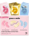 Grace & stella Under Eye Mask - Ridurre i cerchi scuri, occhi gonfiati, borse Undereye, rughe - Gel Under Eye Patches, Vegan Cruelty-Free Self Care (72 coppie, GoldPinkBlue)