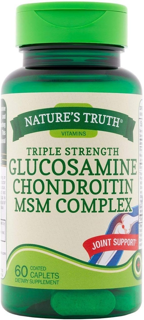La verità della natura Tripla resistenza Glucosamine Chondroitin MSM Complex Integratore alimentare - 60 Caplets ricoperti, Confezione da 2