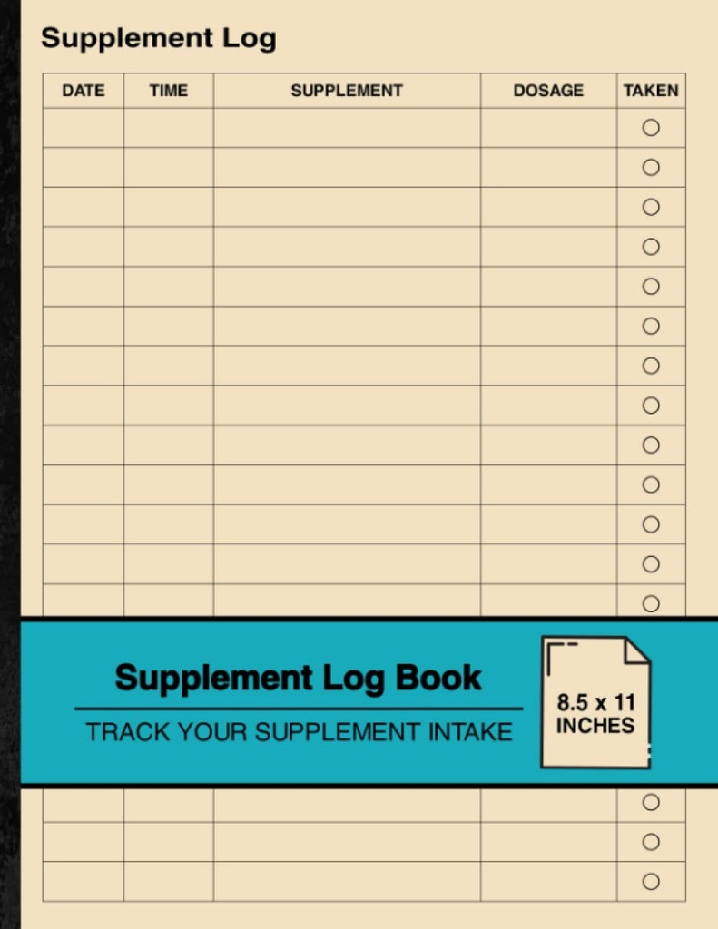 Supplemento Log Book: Semplice Supplemento Logbook | Traccia il tuo supplemento | Large