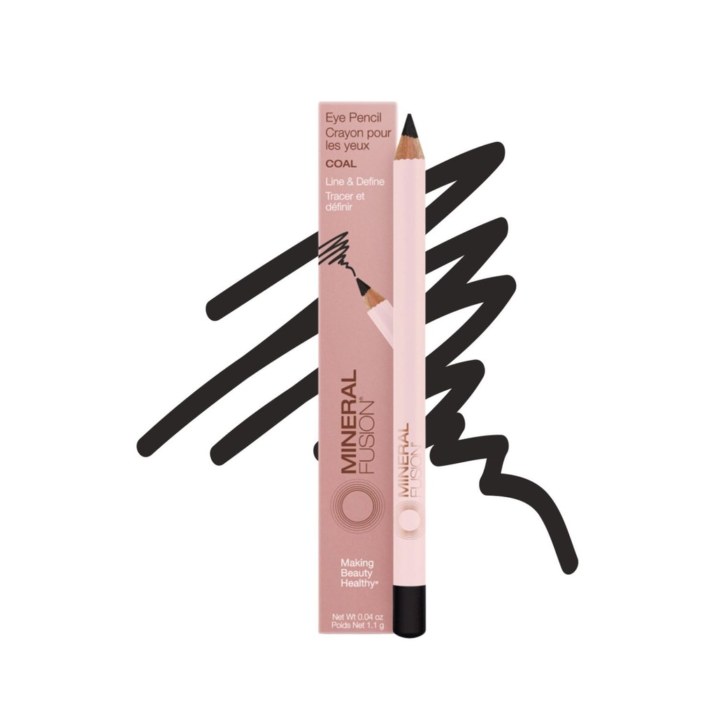 Matita per occhi di fusione minerale, eyeliner nero con camomilla lenitiva, meadowfoam & vitamina E, liscio di velluto, trucco degli occhi anallergici per Line & Define, matita per eyeliner a lunga durata, carbone, 0,04 Oz