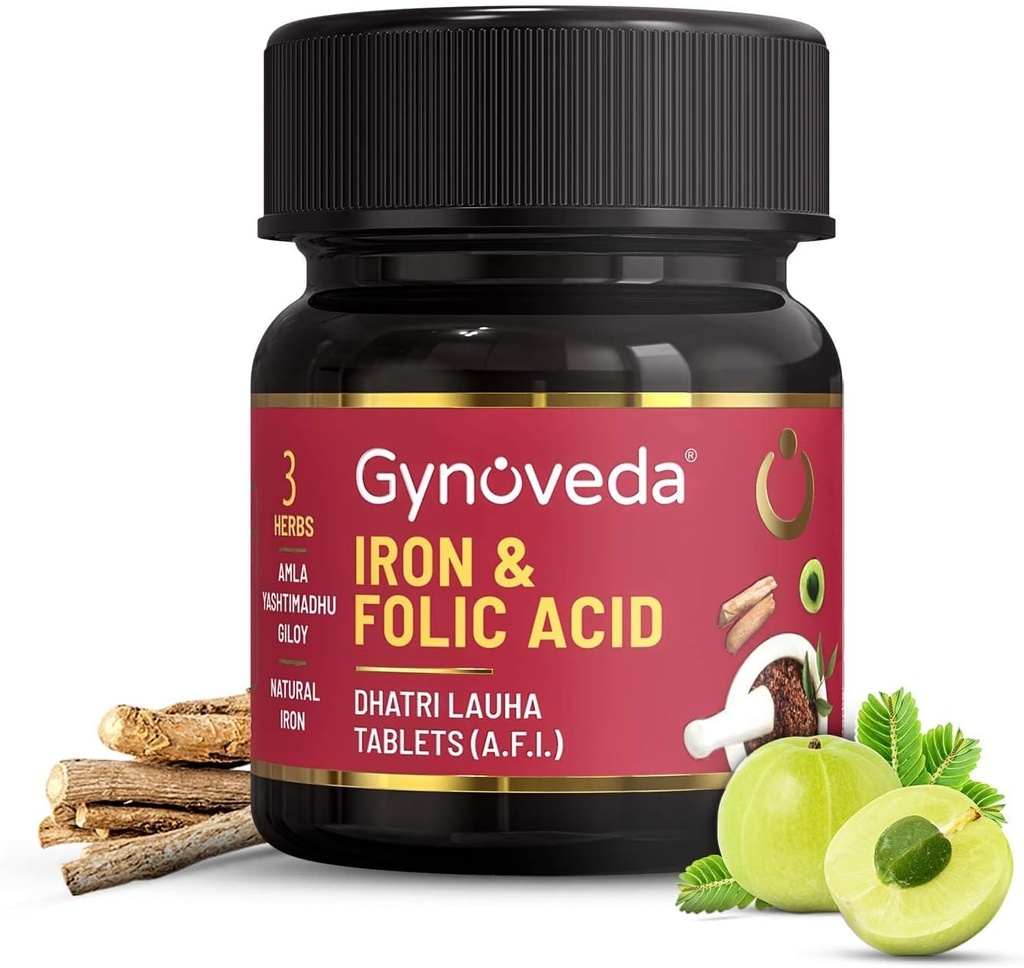 Nutranix TNA Iron Folic Acid Supplemento | Ayurvedic Blood Builder per Hemoglobin Lost in Periods | Rich in Calcium, B9, B12, Vitamina C da Amla | Aiuta in Anemia, Gravidanza | 1 Bottiglia, 60 compresse