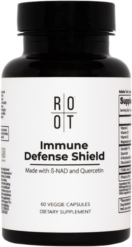 Integratore di supporto Immune per il benessere delle radici con vitamina D C K2, Quercetin e Trace Minerals da Great Salt Lake, Integratore di enzimi digestivi NAD per adulti, 60 capsule