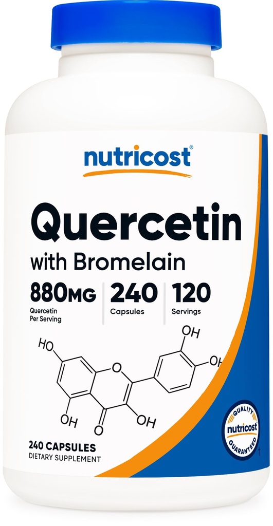 Nutricost Quercetin 880mg, 240 Capsule Vegetariani con Bromelain (165mg) - 120 Serve (440mg Quercetin Per Cap) - Gluten Free, Non OGM