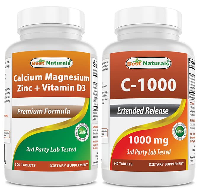 Best Naturals Cal Mag Zinco con Vitamina D3 & Vitamina C 1000 mg