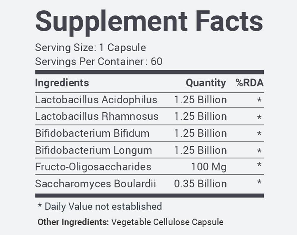 Generico Pre & Probiotics Supplemento | Gut Health Supplemento Realizzato con 06 Bacterias sani | Aiuta la digestione | Supporta il tratto urinario | Aiuta a regolare i movimenti dei tasselli | (60 capsule)