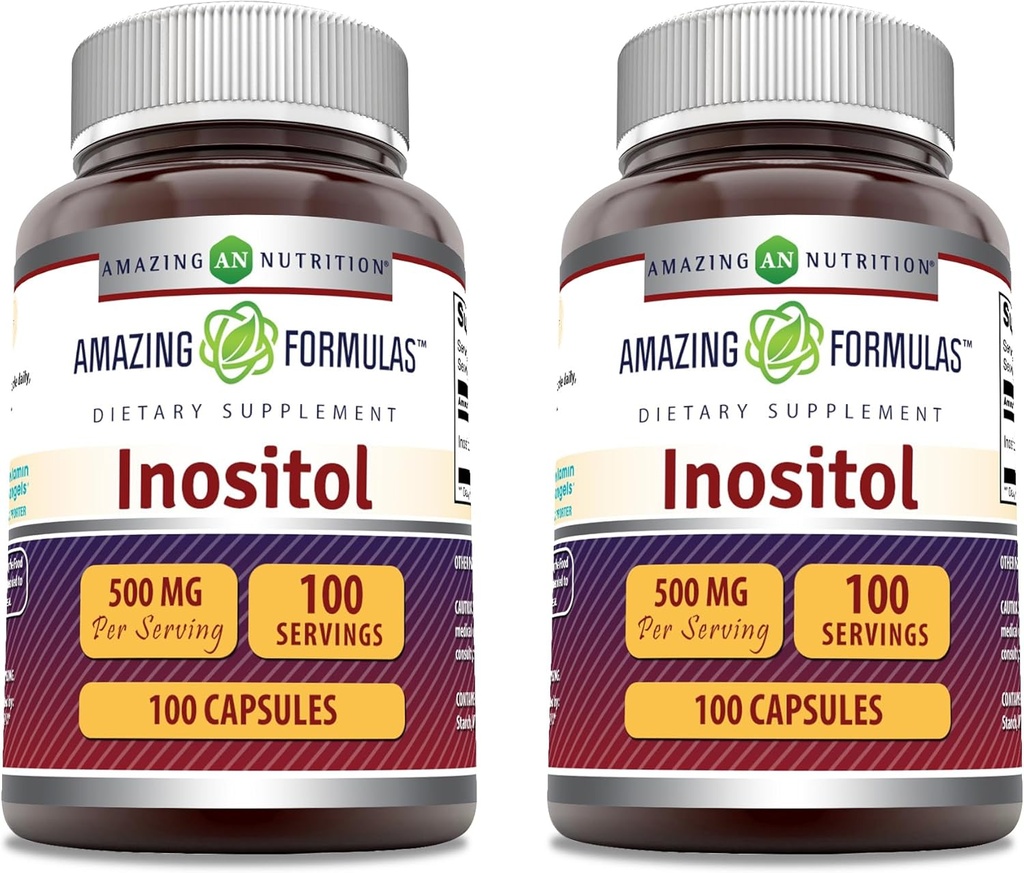 Incredibile Formulas Inositol Supplemento | 500 Mg Per Serving | 100 Capsule | Non-GMO | Gluten Free | Made in USA | Confezione di 2