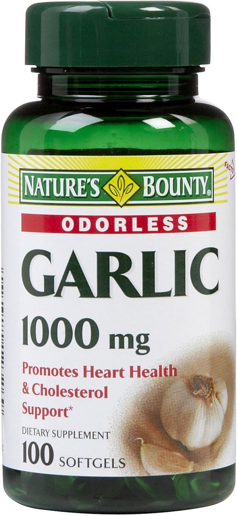 Integratore di Estratto di Aglio di Bounty della natura, Supporta funzione circolatoria, 1000 mg Softgels rilascio rapido, 100 conte, Confezione di 3