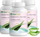 AloeCure Daily Probiotics 10 miliardi di CFU per il supporto digestivo 8 Strains, 6 Prebiotici e enzimi - Supplemento digestivo con Bromelain per le donne e gli uomini - Gut Support, Rilievo digestivo, 30 Caps x 3btls