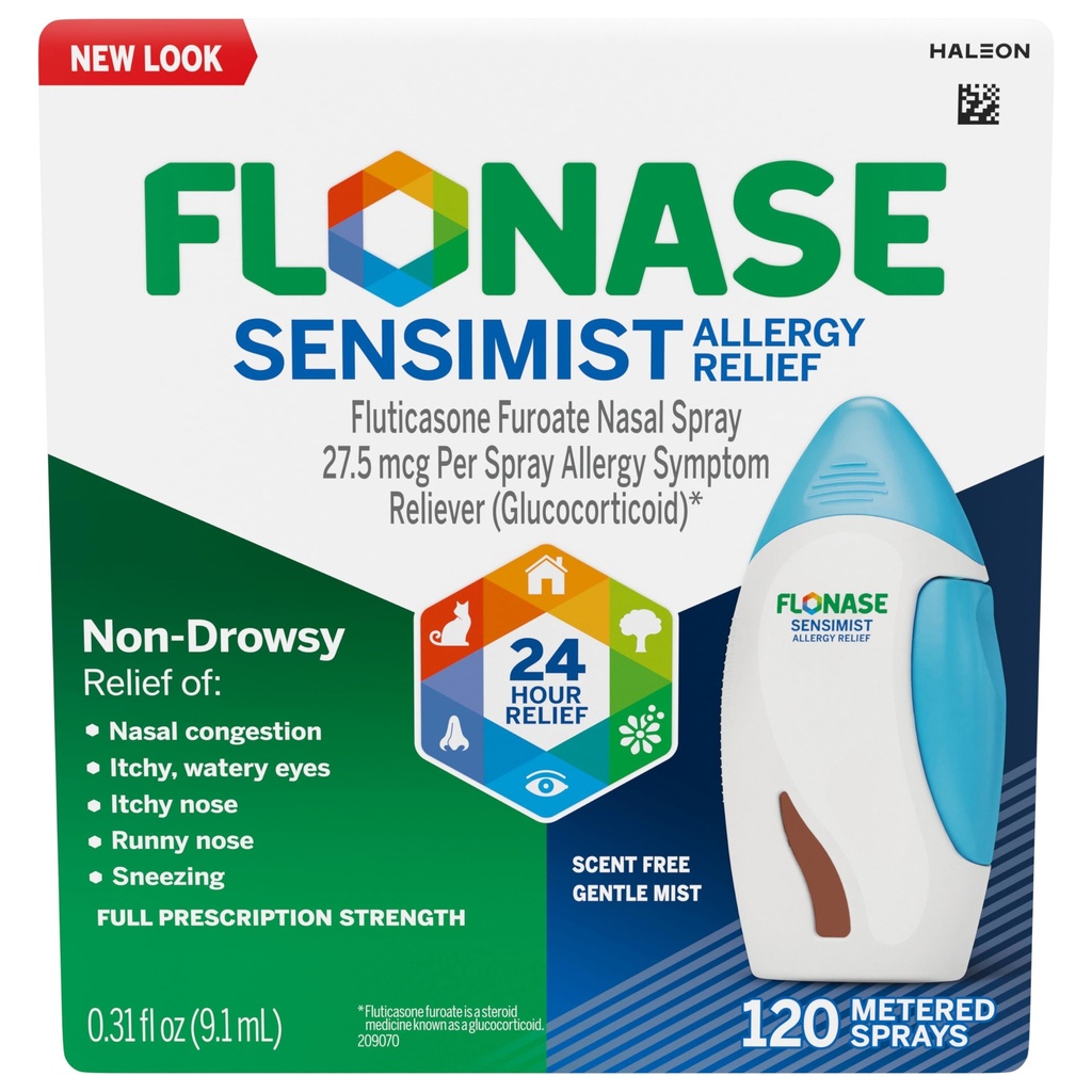 Spray nasale di Allergy Relief Sensimist Flonase per il sollievo dall'allergia multi-sintomia 24 ore – 120 Spray
