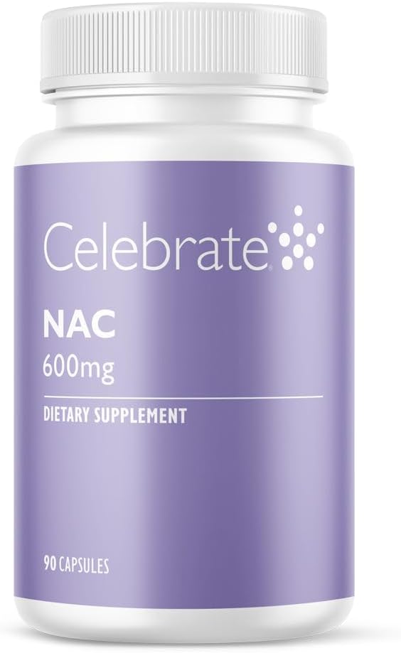 Celebrare le vitamine NAC (N-Acetyl Cysteine) Supplemento, 600 mg per capsula, senza glutine, non OGM, 90 capsule