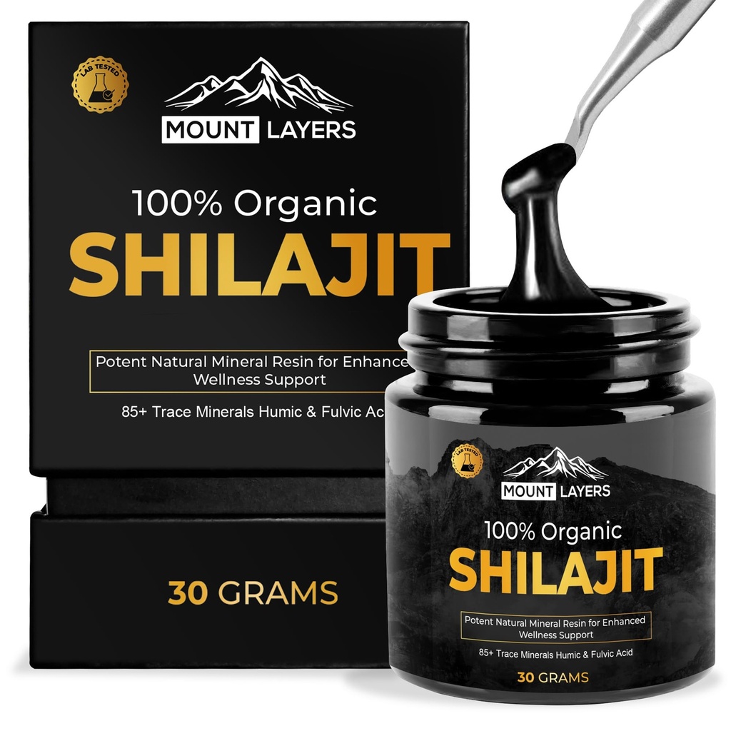 Pure Shilajit Resina con acido Fulvic - Shilajit himalayano per uomini e donne con 85+ minerali Trace - Supporta il metabolismo - Bone Salute e Sistema Immune - 500mg - 60 Serve - 30g Jar