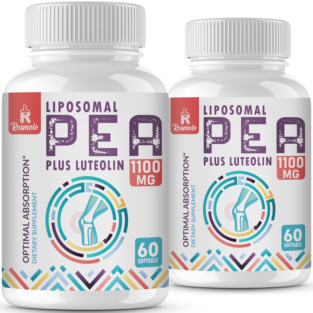 Liposomal Palmitoylethanolamide 1000 mg + Luteolin 100 mg, Micronized Pea 99% Altamente purificato - Assorbimento potenziato e biodisponibilità, 120 Softgels