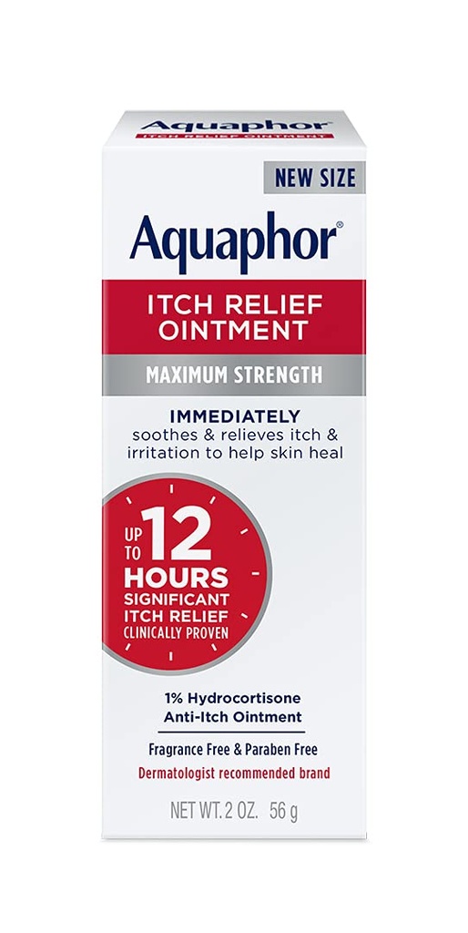 Acquaforo Itch Relief Ointment, Massima resistenza 1% Idrocortisone, Allevia Itch da irrigazione della pelle, Insetto Bite, Psoriasi, Rashes della pelle, Eczema, & Poison Ivy, 2 oz