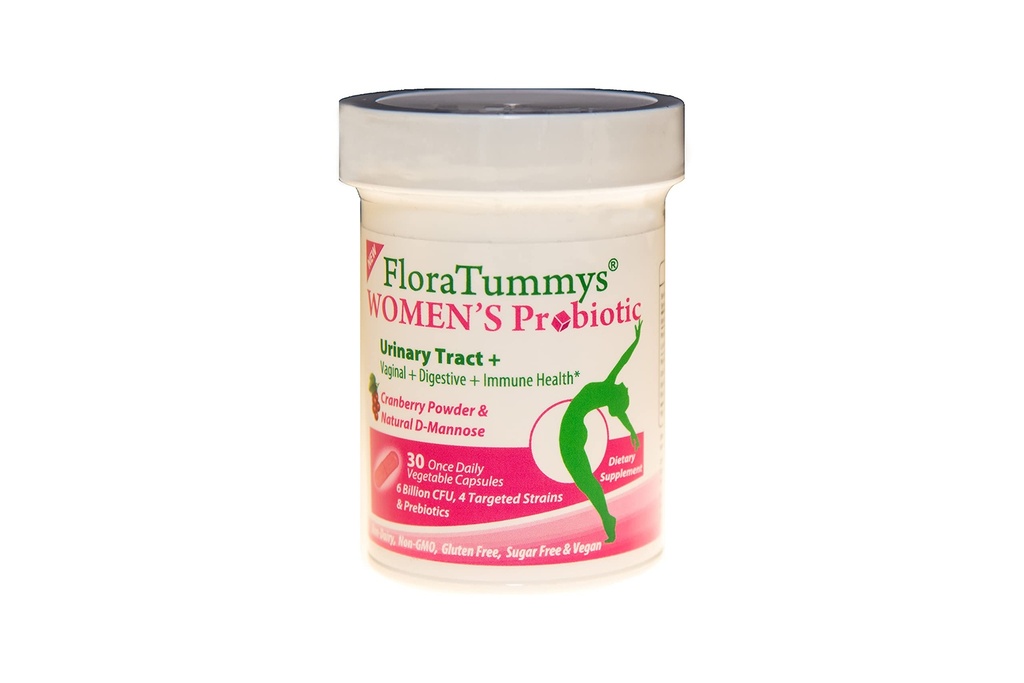 FloraTummys Probiotico donna, Tratto urinario Salute del sistema immunitario, Polvere di mirtillo, Kosher Certificato, Non-Dairy, Gluten Free, Non-OGM