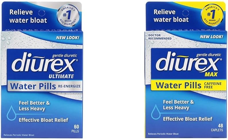 Diurex Ultimate Re-Energizing 60 Conte Max Caffeina-Free 48 Contare Pillole d'acqua di massima resistenza Bloat Relief Bundles