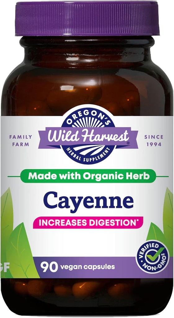 Estratto di Cayenne non OGM dell'Oregon's Wild Harvest, Integratori di erbe organici, 90 Conte