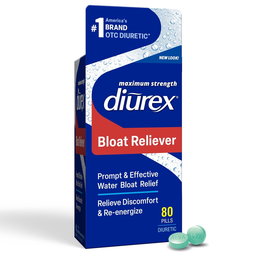 Diurex Ultra Re-Energizing Water Pills - Relieve Bloat - Feel Better & Less Heavy - 80 Count