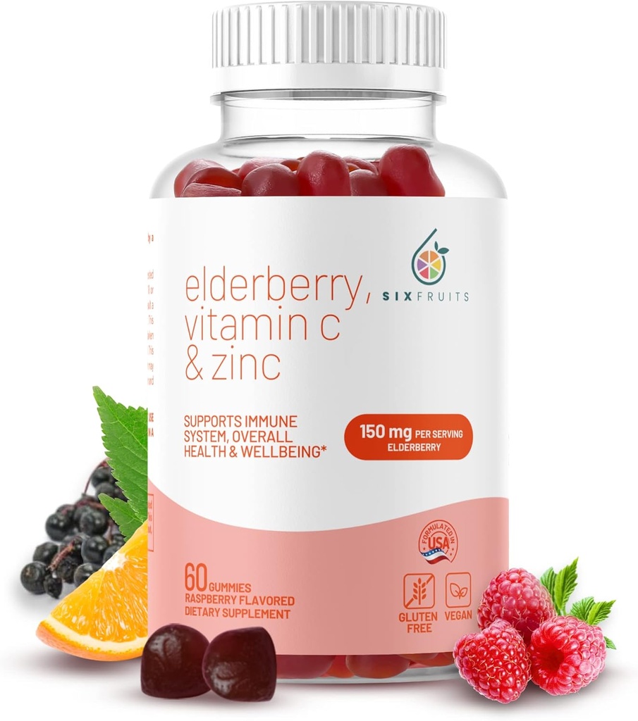 Gummie di mirtillo organico con zinco e vitamina C | Gummie di mirtillo vegano per adulti | Integratore di supporto immunitario e immunità per adulti | Gluten & Gelatin Free