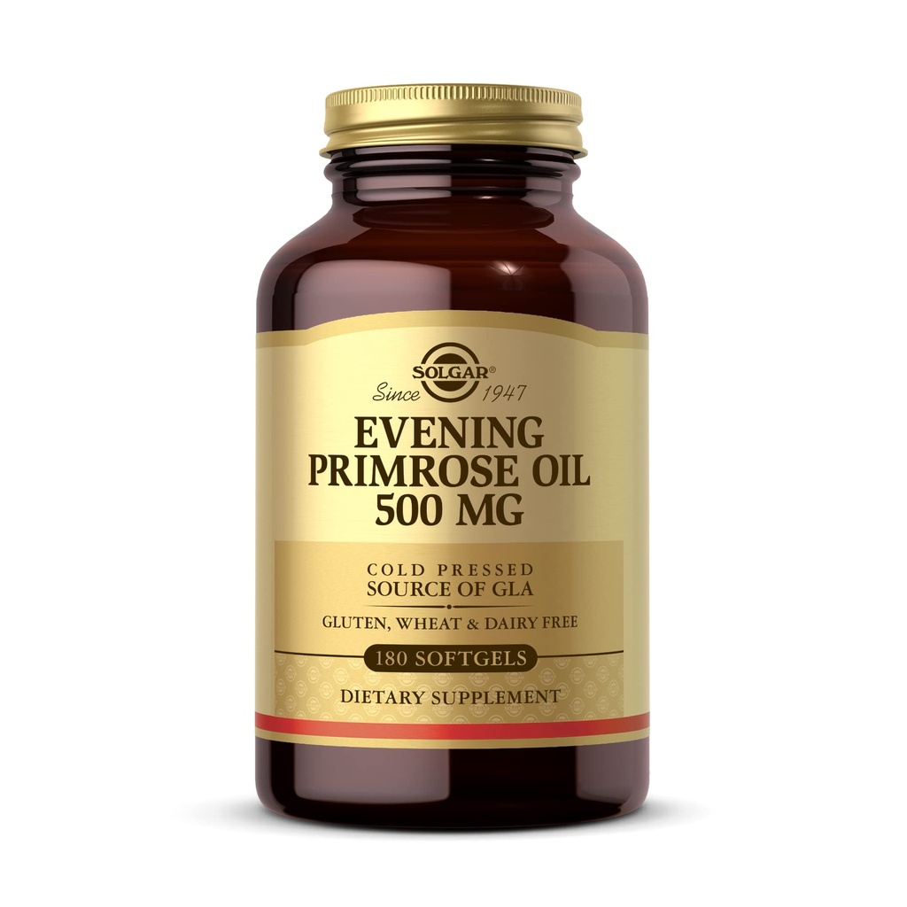 Solgar Sera Primrose Olio 500 mg, 180 Softgels - Promuove la salute sana della pelle e della salute cardiovascolare - Supporto nutrizionale per le donne - Gluten Free, Dairy Free - 180 Serve