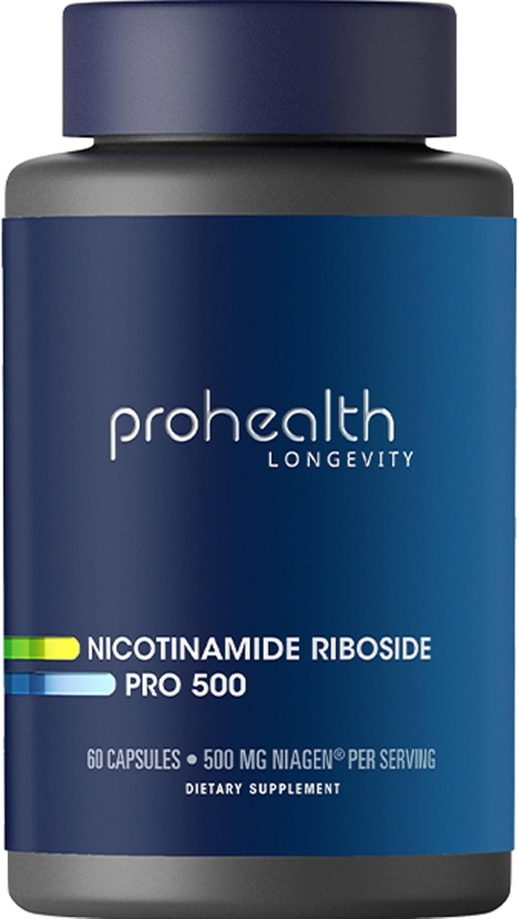 ProHealth Nicotinamide Riboside Pro 500. Brevettato NR Niagen 500mg Plus 250mg TMG. NAD+ Supplemento Boosts NAD+. NR Supplemento dimostrato in 300 studi. 30 Serve