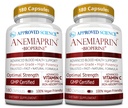 Approvato Anemiaprin Scienza - Ferro assorbente, Vitamina C - Gentle Su Stomach - 380 Capsule - 6 Mesi di Alimentazione - Non OGM, Vegan