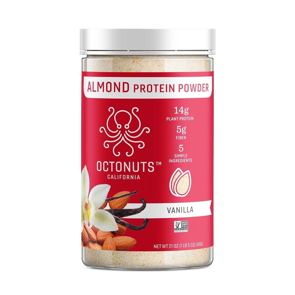Polveri di proteine di mandorle di vaniglia 21oz – Proteine vegane a base vegetale – Miscela di carboidrati bassa pulita con proteine 14g, 5g Fibra – Keto, Paleo, Gluten Free, Non-Dairy – Ideale per Shakes, Smoothies, or Baking