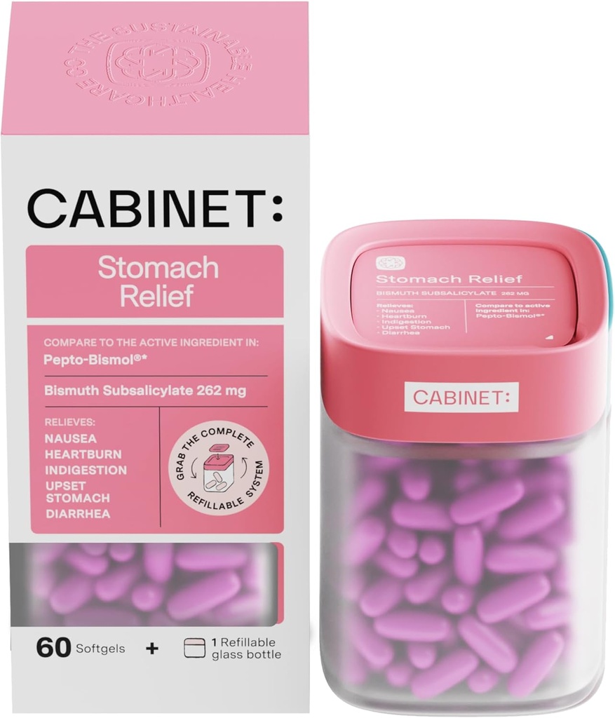 Governo: Stomach Relief Bismuth Subsalicylate 262mg, 60 Count | Anti-Diarrheal Relief for Upset Stomach, and Indigestion (Starter Kit)