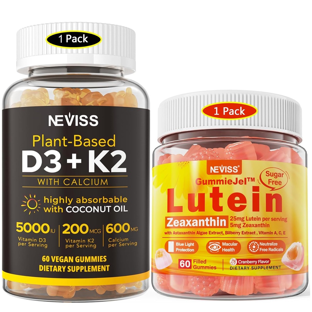 NEVISS Zucchero Lutein Gummies 60 conti + Vitamina D3 Gummies 60 conti